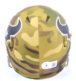 JJ Watt Autographed Texans Camo Speed Mini Helmet- Beckett W Hologram *White