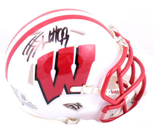 JJ Watt Autographed Wisconsin Badgers Speed Mini Helmet-Beckett W Hologram*Black