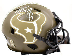 JJ Watt Signed Houston Texans Salute to Service Speed Mini Helmet-Beckett W Holo