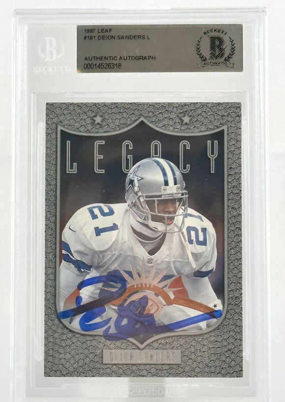 1997 Leaf Legacy #191 Deion Sanders Dallas Cowboys Autograph Beckett Authentic