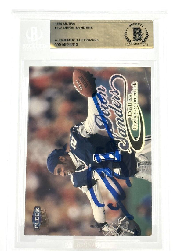 1999 Fleer Ultra #102 Deion Sanders Dallas Cowboys Autograph Beckett Authentic