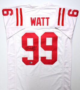 JJ Watt Autographed White College Style Jersey-Beckett W Hologram *Black