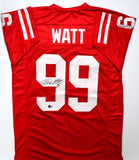 JJ Watt Autographed Red College Style Jersey-Beckett W Hologram *Black