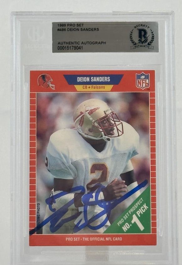 1989 Pro Set #486 Deion Sanders Atlanta Falcons Autograph Beckett Authenticated