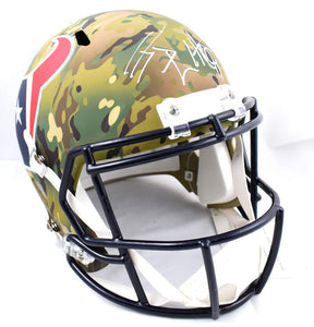 JJ Watt Autographed Texans F/S Camo Speed Helmet - Beckett W Hologram *White