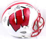 Derek TJ JJ Watt Autographed Wisconsin Badgers F/S Speed Helmet-Beckett W Holo