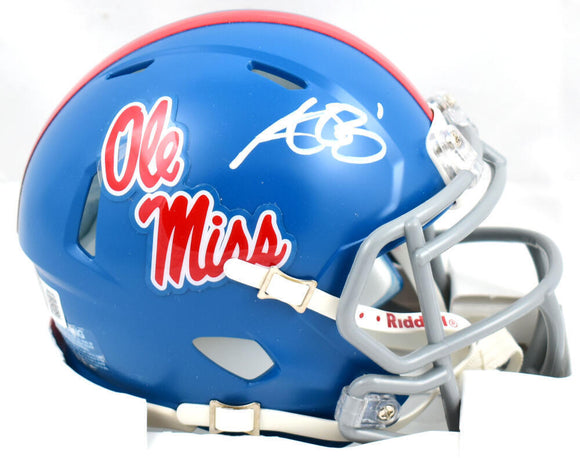 A.J. Brown Autographed Ole Miss Rebels Speed Mini Helmet- Beckett W Hologram