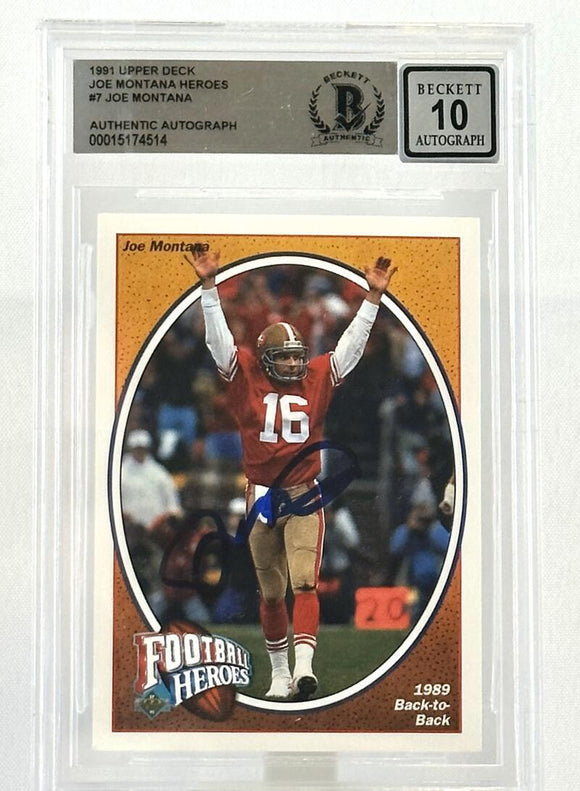 1991 Upper Deck Football Heroes #7 Joe Montana SF 49ers BAS Autograph 10