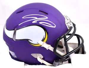 Jordan Addison Autographed Minnesota Vikings Speed Mini Helmet - Beckett W Holo