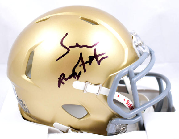 Sean Astin Autographed Notre Dame Speed Mini Helmet w/ Rudy - Beckett W Hologram