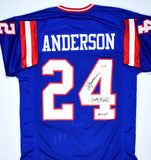 Otis Anderson Autographed Blue Pro Style Jersey w/SB MVP - Beckett W Hologram