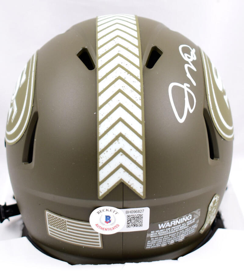 Joe Montana Autographed 49ers Salute to Service Speed Mini Helmet- Bec – The Jersey Source Joe Montana Autographed 49ers Salute to Service Speed Mini Helmet- Bec – The Jersey Source