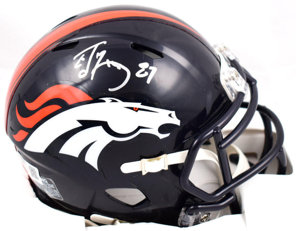 Ed McCaffrey Autographed Denver Broncos Speed Mini Helmet-Beckett W Holo *Silver