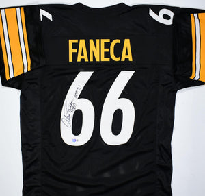 Alan Faneca Autographed Black Pro Style Jersey w/HOF- Beckett W Hologram *Black