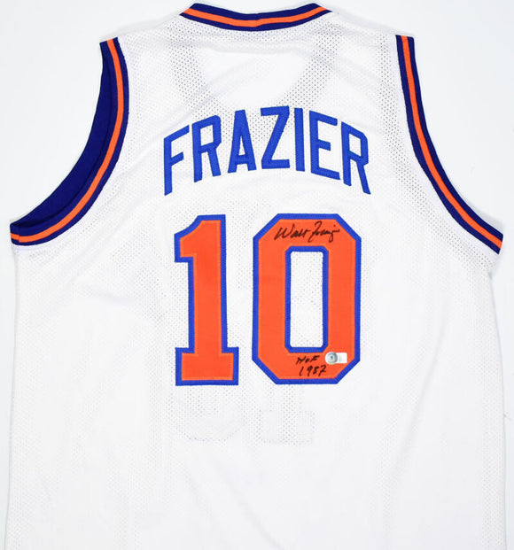 Walt Frazier Autographed White Pro Style Jersey w/HOF -Beckett W Hologram *Black