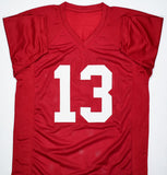 George Teague Autographed Crimson College Style Jersey w/ 92 Champs - Prova