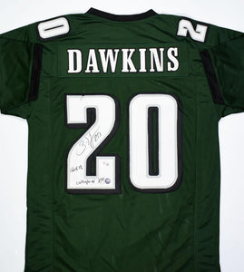 Brian Dawkins Autographed Green Pro Style Jersey w/HOF, Weapon X- Beckett W Holo