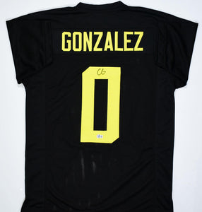 Christian Gonzalez Autographed Black College Style Jersey- Beckett W Hologram