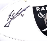 Sebastian Janikowski Signed Raiders Logo Football w/ Just Win Baby-BeckettW Holo