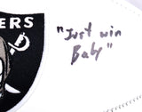 Sebastian Janikowski Signed Raiders Logo Football w/ Just Win Baby-BeckettW Holo