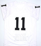 Sebastian Janikowski Autographed White Pro Style STAT Jersey- Beckett W Hologram