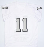 Sebastian Janikowski Autographed White Pro Style STAT Jersey- Beckett W Hologram