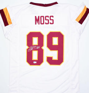 Santana Moss Autographed White Pro Style Jersey-Beckett W Hologram *Silver