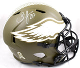 Brian Dawkins Signed Eagles F/S Salute to Service Speed Helmet-Beckett W Holo