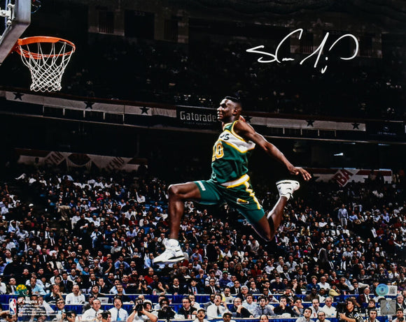 Shawn Kemp Signed Supersonics 16x20 Slam Dunk Photo *Horizontal- Beckett W Holo