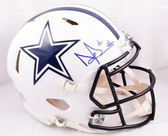 Dak Prescott Signed Cowboys F/S Flat White Speed Authentic Helmet - Beckett W