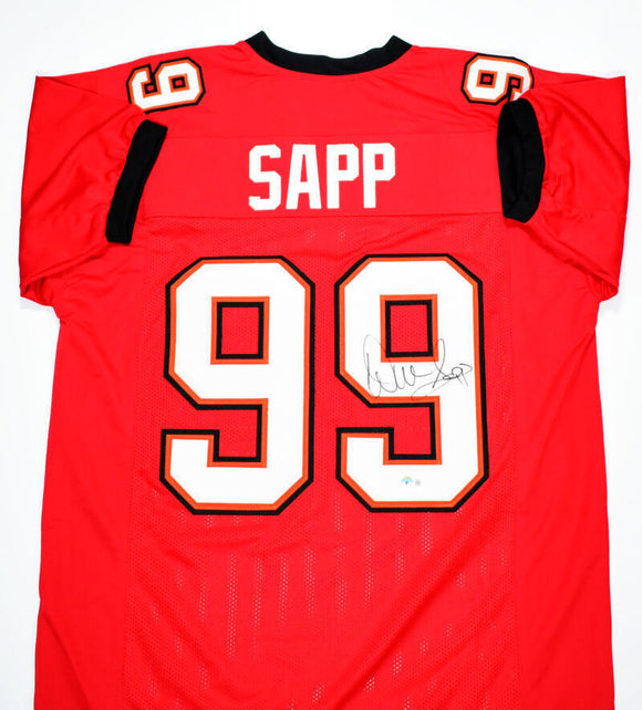 Warren Sapp Autographed Red Pro Style Jersey - Beckett W Hologram *Black