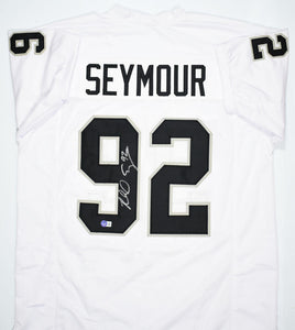 Richard Seymour Autographed White Pro Style Jersey- Beckett W Hologram *Silver