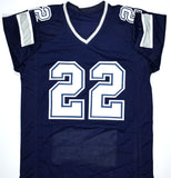 Emmitt Smith Autographed Blue Pro Style STAT Jersey- Beckett W Hologram *R2