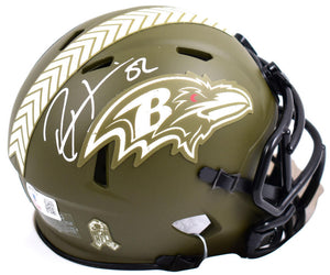 Ray Lewis Signed Ravens Salute to Service Speed Mini Helmet-Beckett W Hologram