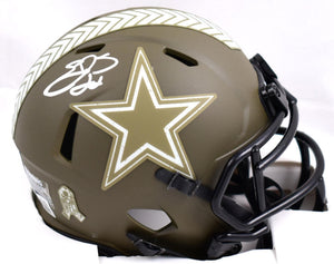 Emmitt Smith Signed Cowboys Salute to Service Speed Mini Helmet-Beckett W Holo