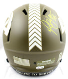 Marshall Faulk Signed F/S Rams Salute to Service Speed Helmet - Beckett W Holo