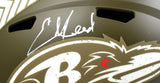 Ed Reed Autographed Ravens F/S Salute to Service Speed Helmet - Beckett W Holo