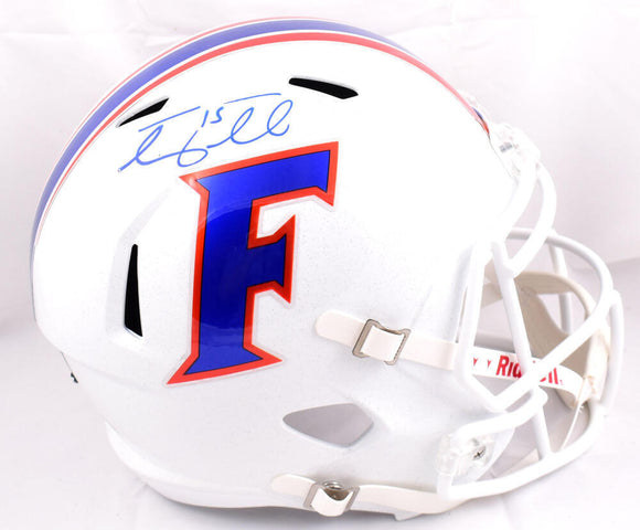 Tim Tebow Signed Gators F/S White Alt Speed Helmet - Beckett W Holo *DAMAGED