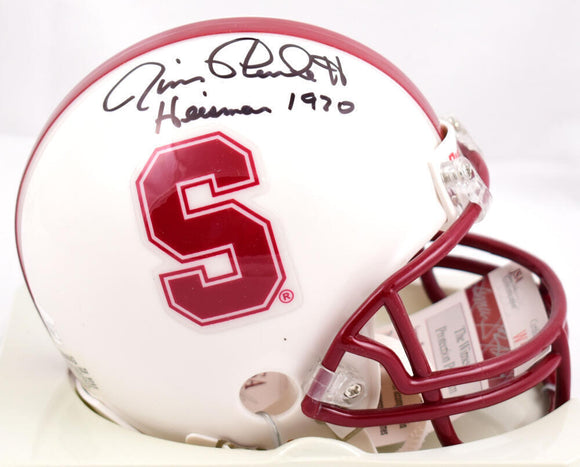 Jim Plunkett Autographed Stanford Mini Helmet w/ Heisman 1970- JSA W * – The Jersey Source
