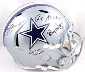 Pearson/Staubach/Dorsett Signed Cowboys F/S Speed Helmet-Beckett W Hologram