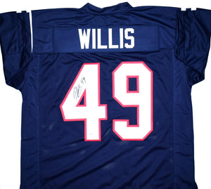 Patrick Willis Autographed Blue College Style Jersey - Beckett W Hologram *Black