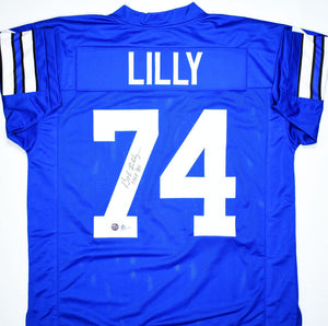 Bob Lilly Autographed Blue Pro Style Jersey w/HOF-Beckett W Hologram *Black *7