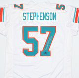 Dwight Stephenson Autographed White Pro Style Jersey w/ HOF - Prova *Silver