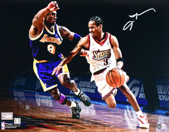 Allen Iverson Signed 76ers 16x20 Spotlight v. Kobe Photo- Beckett W Holo *Silver