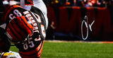 Chad Johnson Autographed Cincinnati Bengals 16x20 Tackled Photo- Beckett W Holo