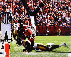 Chad Johnson Autographed Cincinnati Bengals 16x20 Tackled Photo- Beckett W Holo