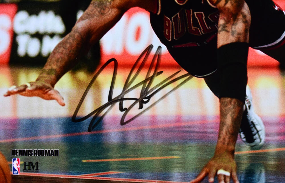 20 rare pokemon cards Dennis Rodman Autographed Chicago Bulls 8x10 Diving Photo