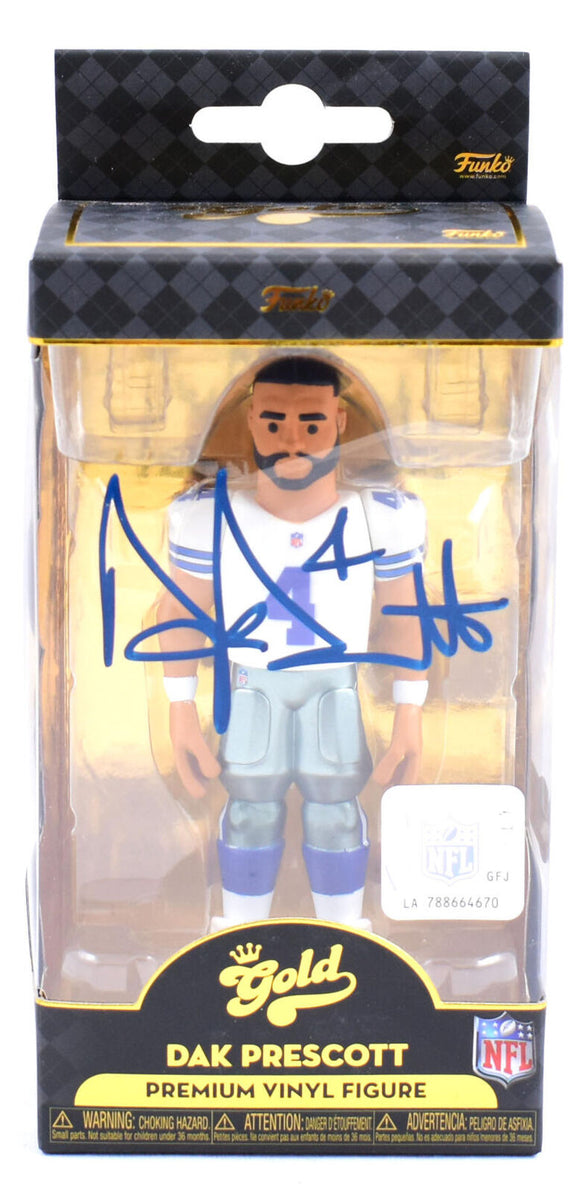 Dak Prescott Signed Cowboys Funko Vinyl Gold Legends - Beckett W Hologram *Blue