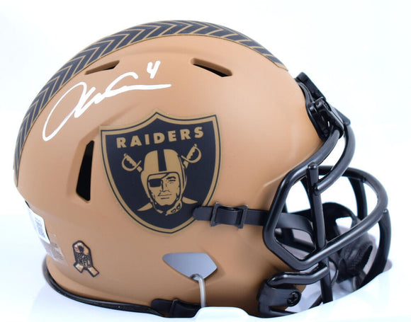 Aidan O'Connell Signed Raiders Salute to Service Speed Mini Helmet- Beckett W