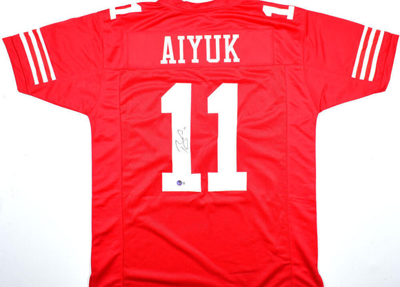 Brandon Aiyuk Autographed Red Pro Style Jersey-Beckett W Hologram *Black *L1